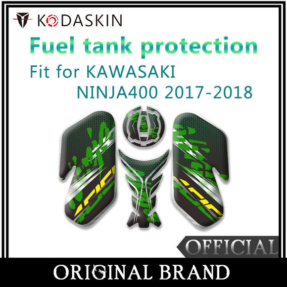 KODASKIN 3D Printing Gas Traction Fuel Tank Pad Protection Sticker Decal Green Fit for KAWASAKI NINJA400 2017-2018